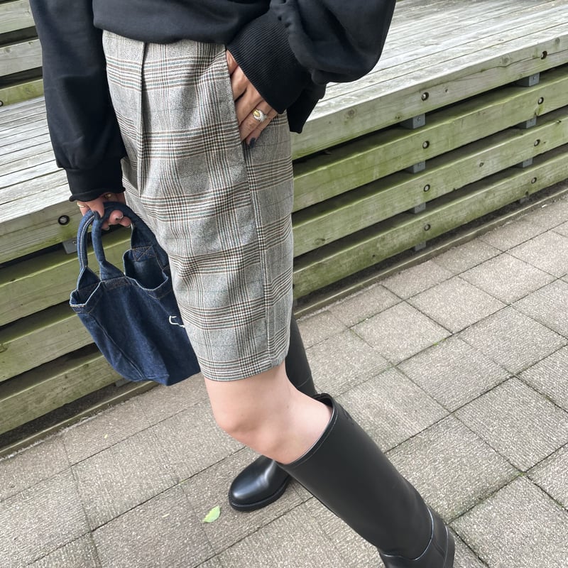 mahf コンフィーパンツ2 Wクロス2XL ブラウンチェック柄 human woman ワイドチェックパンツ ブラウンチェック3