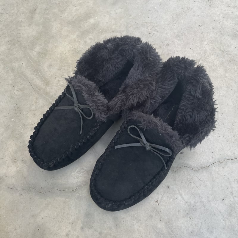 黒 スエード モカシン 編みひも付き 2wayアンクルボアモカシンシューズ(3color/2size) | COPINE