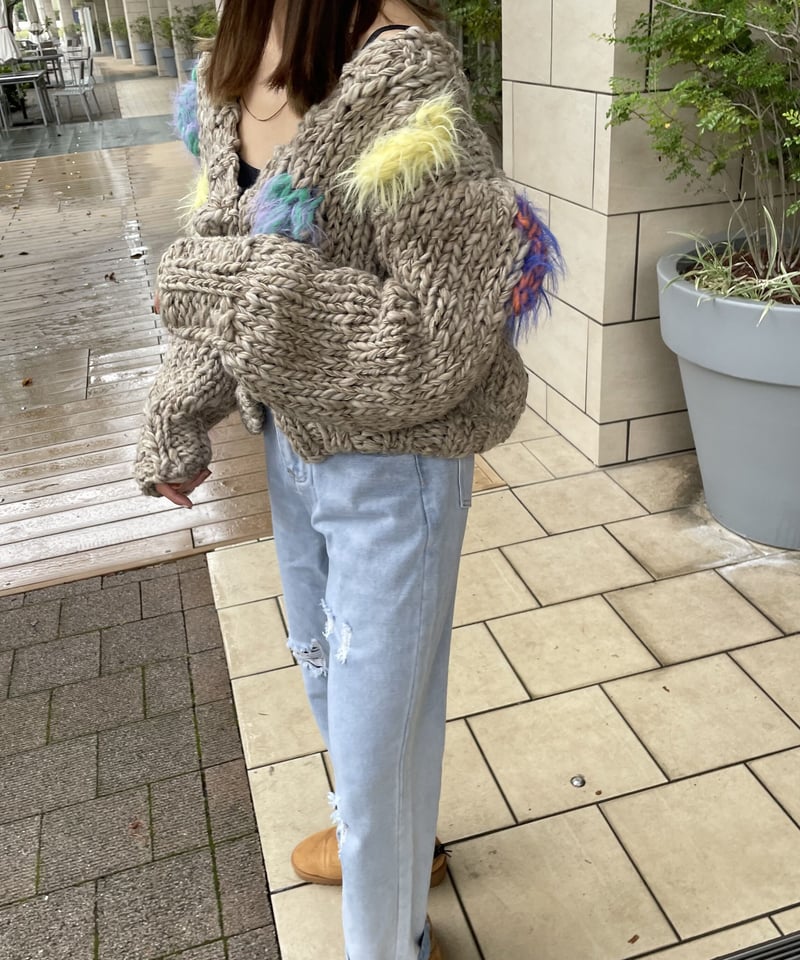 ハンドメイドざっくりニットケーブルカーディガン（ベージュ） | COPINE