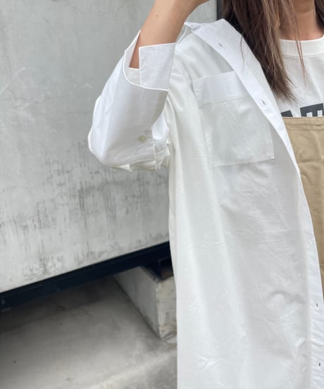 ワイド7分袖ロングシャツ(ホワイト)