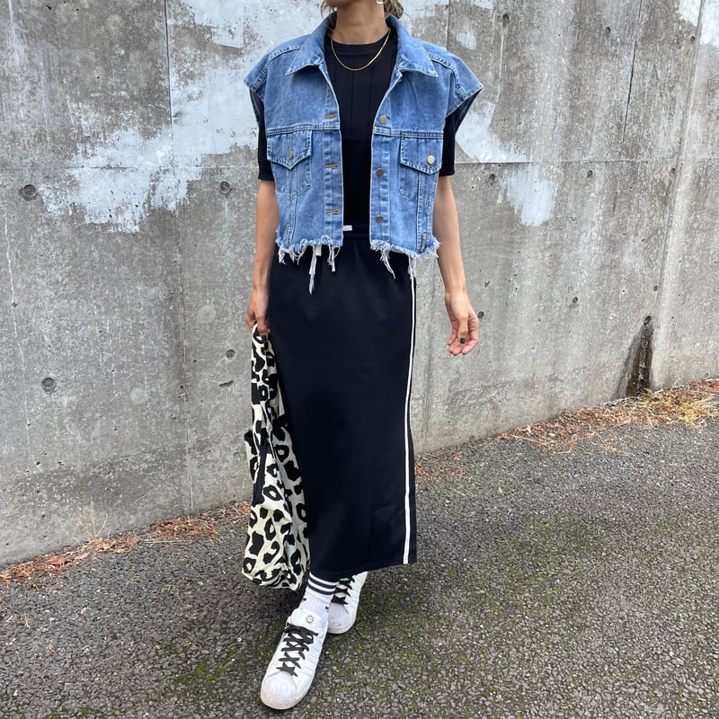 サイドラインスウェットスカート(ブラック) | COPINE