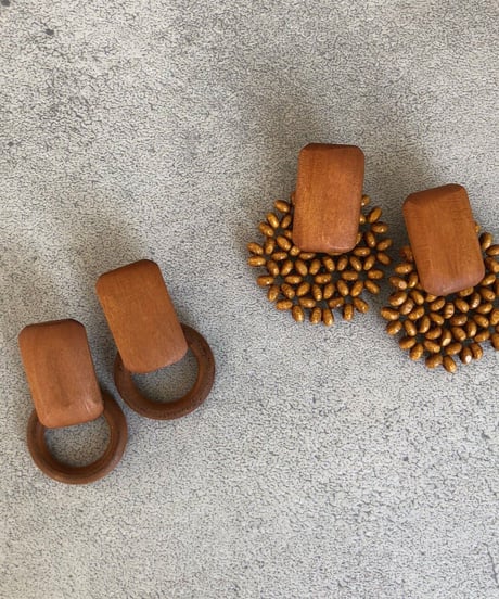 ウッドデザインピアス（2type）