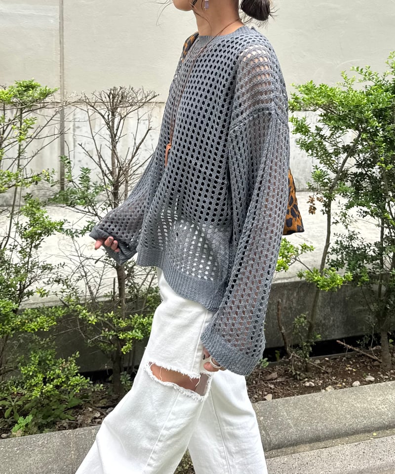 アメリビンテージ   メッシュ　ニット　トップス Ameri（アメリ）の「MESH LAYERED KNIT TOP（ニット/セーター）」 - WEAR
