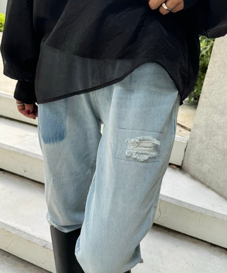 ダメージ加工デニムキャロットパンツ(3size）