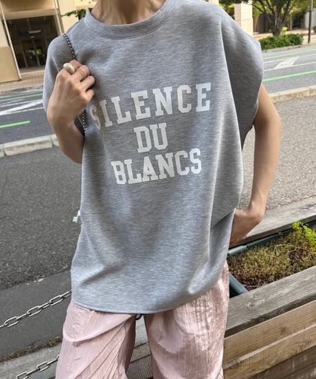 フロッキープリントフレンチスリーブTシャツ(グレー)