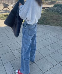 裾切替ワイドデニムパンツ(2size)