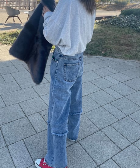 裾切替ワイドデニムパンツ(2size)