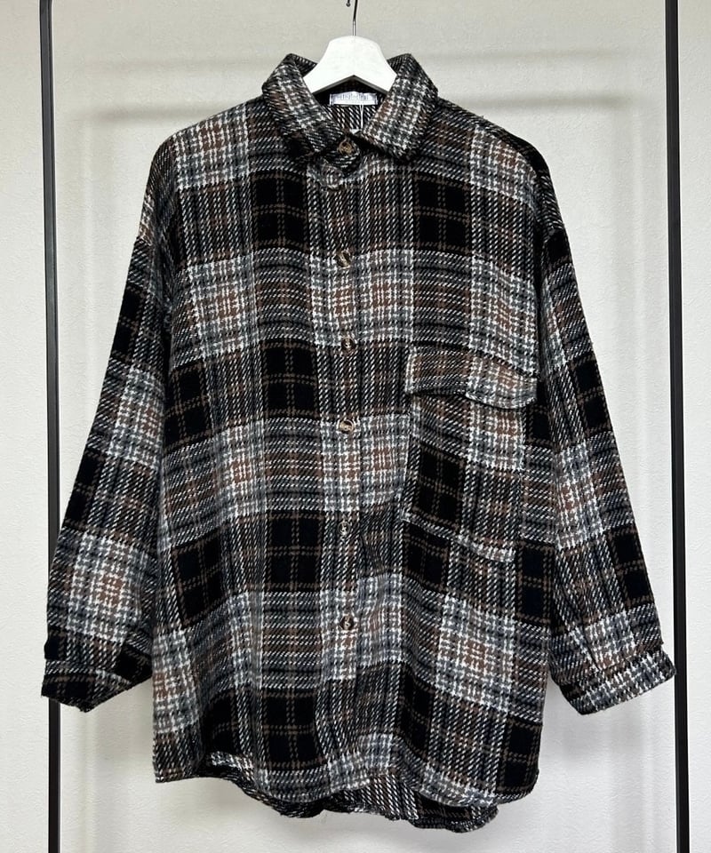 ルーズ起毛チェック柄シャツ(ブラック) | COPINE