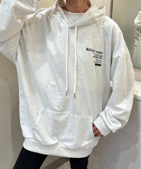 フロントロゴ＆バックプリント薄手パーカー(ライトグレー)