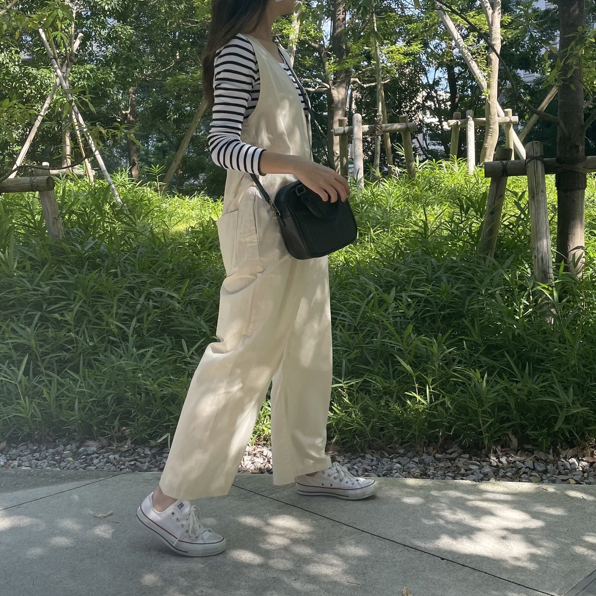 フロントジップワイドサロペット(ライトベージュ） | COPINE