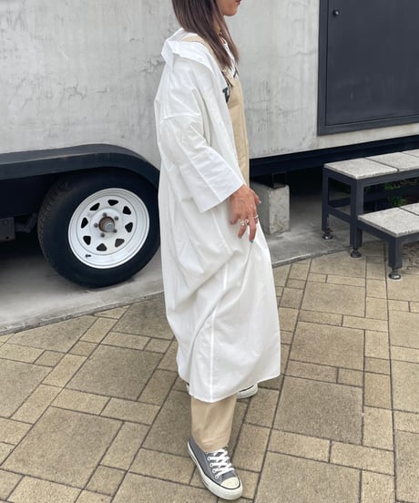 ワイド7分袖ロングシャツ(ホワイト)