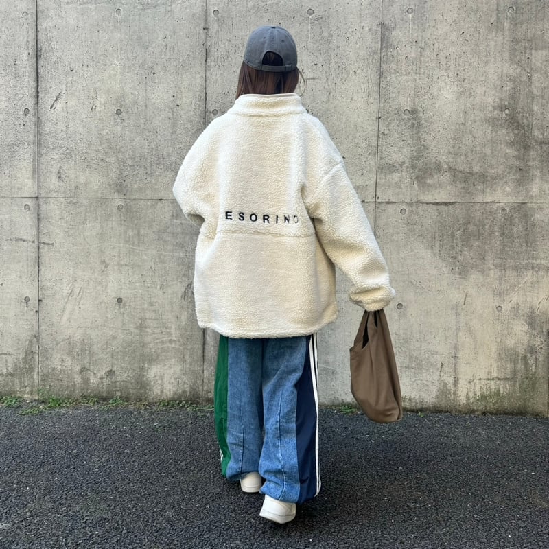 バック刺繍ロゴシープボアブルゾン(オフホワイト) | COPINE バック刺繍ロゴシープボアブルゾン(オフホワイト) | COPINE