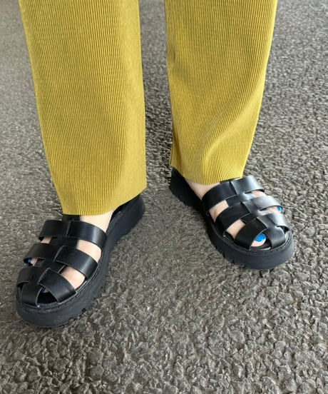 セルフカットプリーツパンツ(マスタード)
