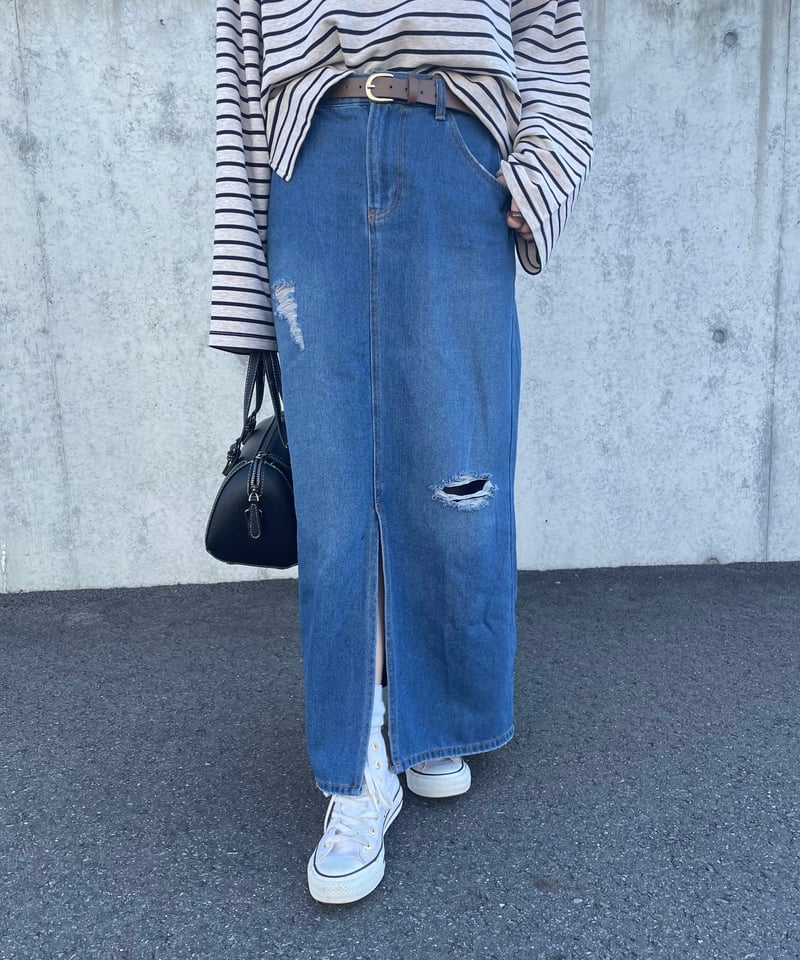ダメージデニムロングスカート | COPINE