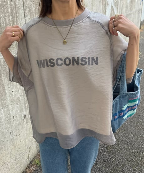オーガンジーレイヤードロゴTシャツ(グレー)