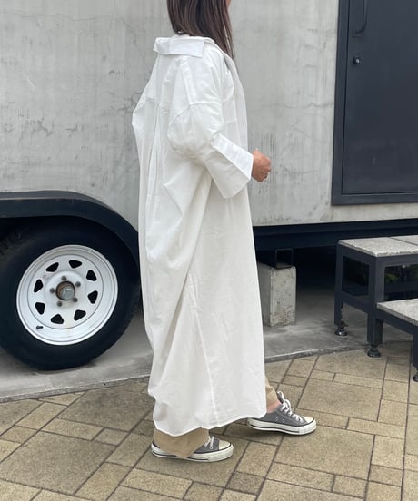 ワイド7分袖ロングシャツ(ホワイト)