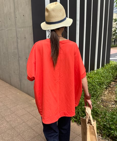 接触冷感バックロングTシャツ(オレンジ)