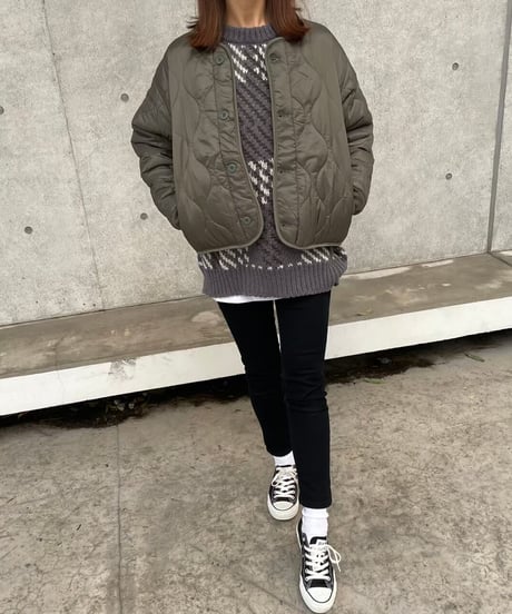 【OUTLET】ウェーブキルティングショートジャケット(カーキ2size)