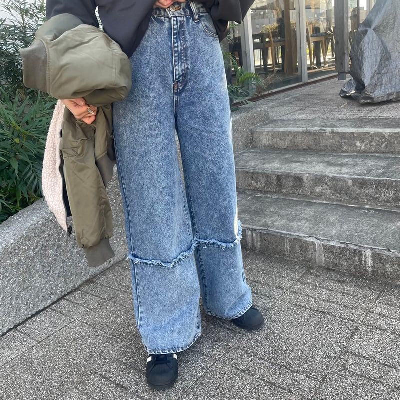 裾切替ワイドデニムパンツ(2size) | COPINE