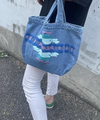 オルテガ刺繍デニムトートバッグ