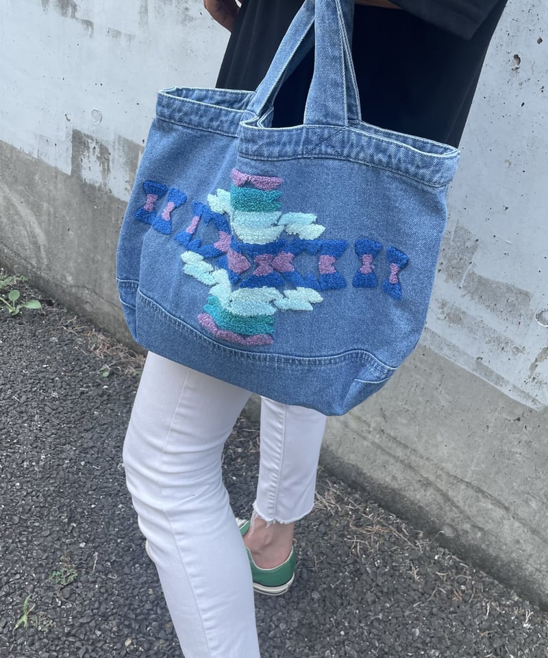 オルテガ刺繍デニムトートバッグ | COPINE