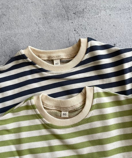【kids】袖パッチボーダースウェット(2color・2size)