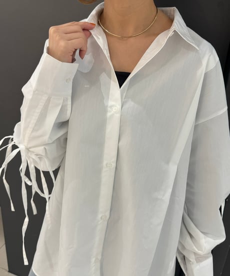 袖リボンブロードシャツ