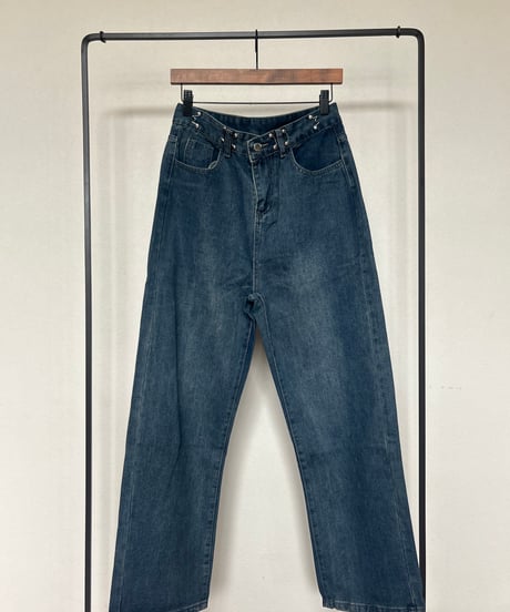 タックホックワイドデニムパンツ