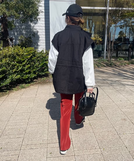 スタンドカラーミリタリーベスト(ブラック)