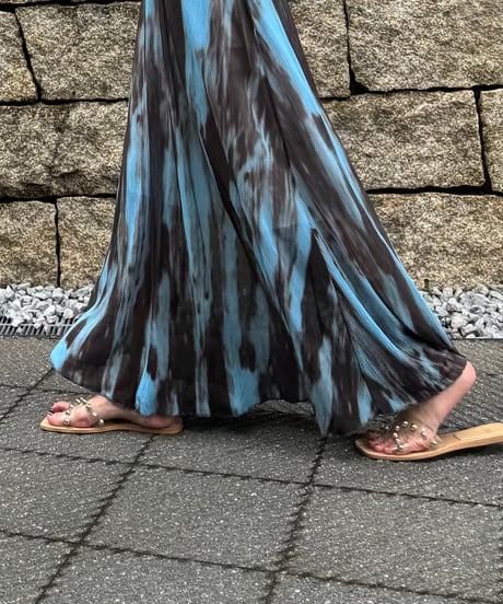 タイダイ柄ロングスカート(ブルー)