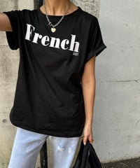 ロールアップフレンチスリーブロゴTシャツ(ブラック)