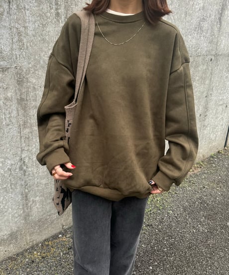 裏起毛スエード調スウェット(カーキ)