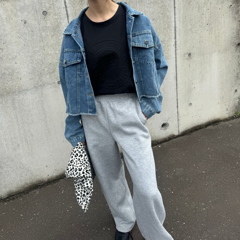 Vava Dudu ペイント フード付きデニムジャケット スウェット ⭐︎ ショートデニムジャケット | c h é m e