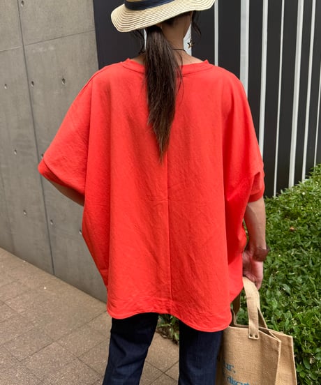 接触冷感バックロングTシャツ(オレンジ)
