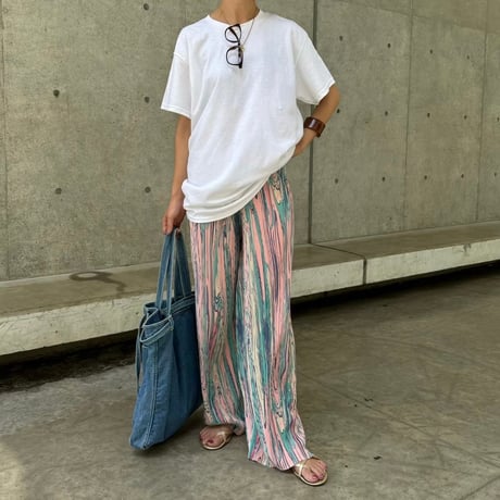 PLATS PLAT アイボリー プリーツパンツ センタープレスツータックワイドパンツ(30 PINK BEIGE