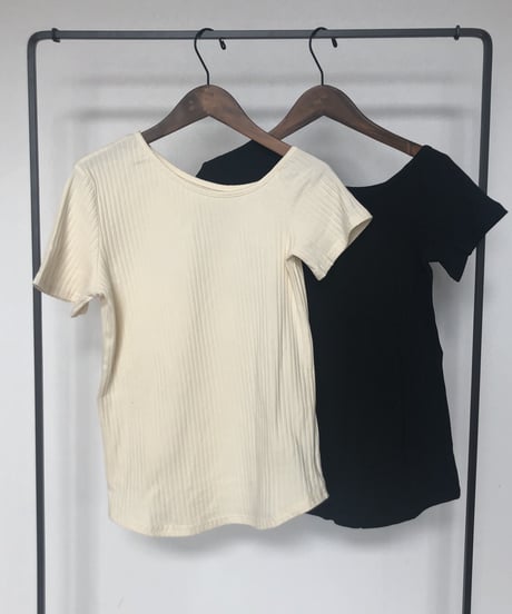 【OUTLET】シンプルリブTシャツ(アイボリー)