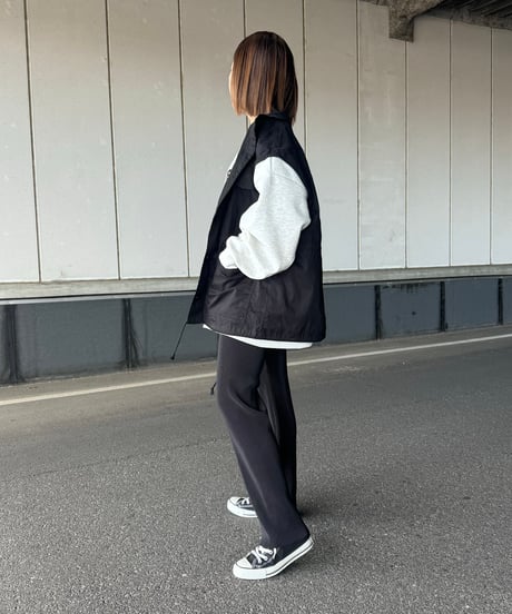 セルフカットプリーツパンツ(ブラック)