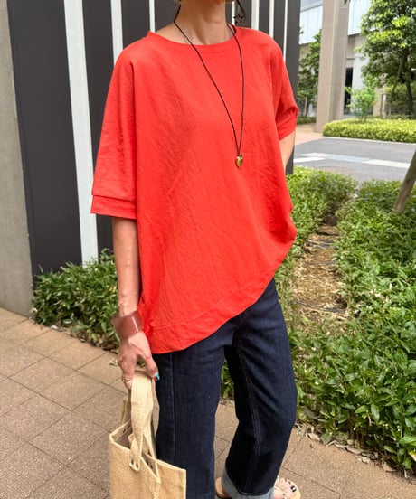 接触冷感バックロングTシャツ(オレンジ)