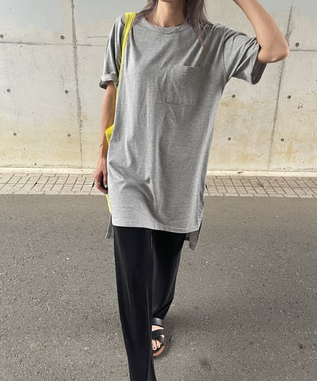 シンプルロングTシャツ(グレー）