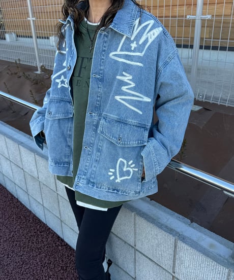 ラクガキプリントデニムジャケット