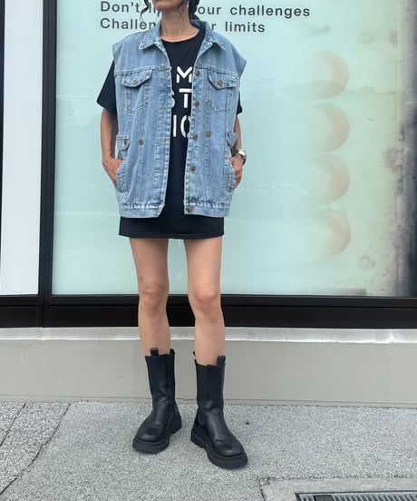 オーバーサイズデニムベスト(サックス)