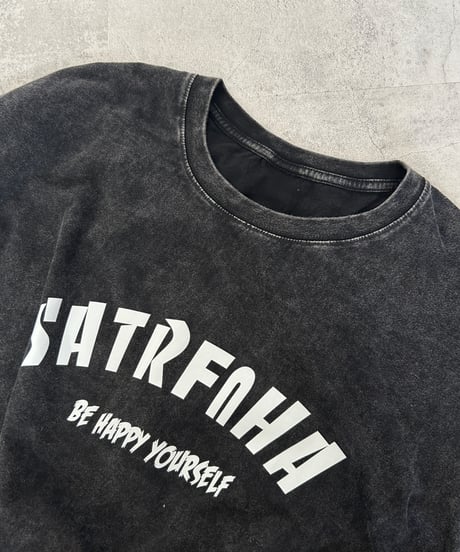 ウォッシュ加工ロゴTシャツ(ブラック)