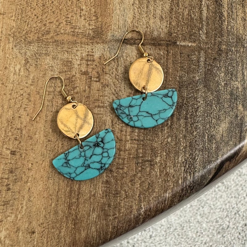 みみ☺︎ 1点☆ 枠グリーンコッパーターコイズピアス　イヤリングに変更可能☺︎ みみ☺︎ 1点☆ 枠グリーンコッパーターコイズピアス イヤリング