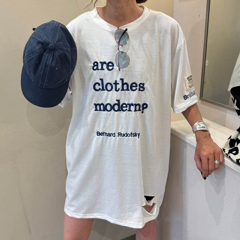 刺繍ロゴダメージビッグTシャツ(ホワイト) | COPINE 刺繍ロゴダメージビッグTシャツ(ホワイト) | COPINE