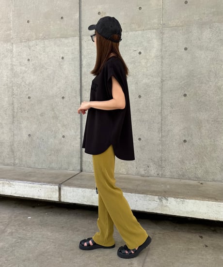 セルフカットプリーツパンツ(マスタード)