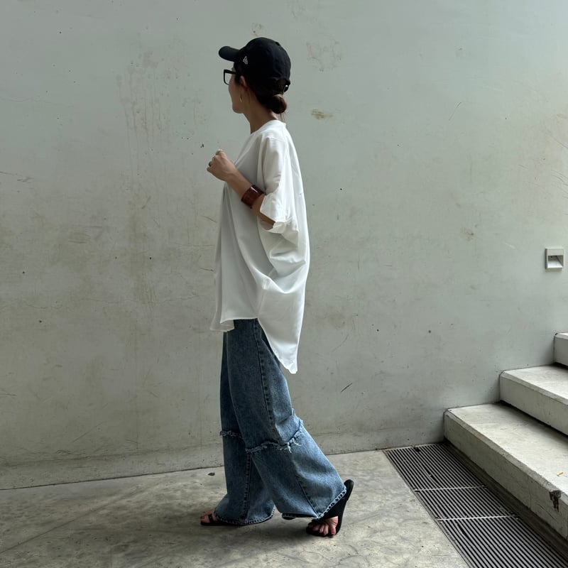 【Praia】デニム切替ワイドパンツ 裾切替ワイドデニムパンツ(2size) | COPINE