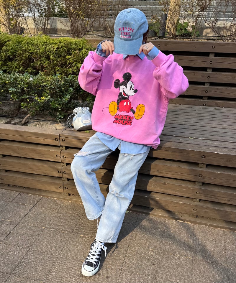 ミッキー トレーナー ピンク FREAK'S STORE（フリークスストア） トレーナー スウェット 限定展開