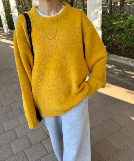 フェザーヤーンルーズニット(マスタード)