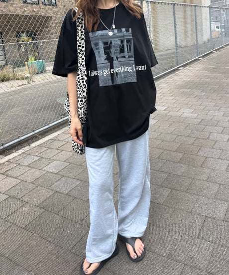 モノクロフォトプリントTシャツ(ブラック)