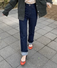 美シルエット！ハイウエストロールアップデニム(3size)